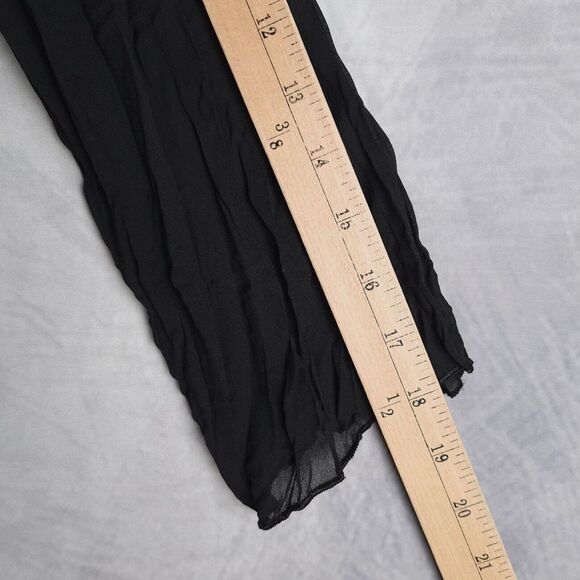 Vintage Velvet Sheer Top Womens Large Black Lace V Neck Dark Fairy Whimsy Goth - Picture 12 of 16